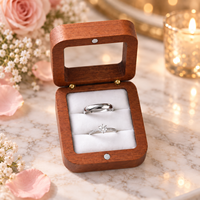 Boîte de présentation en noyer noir et sapele pour bagues, organisateur de bijoux en bois à double compartiment pour emballage cadeau de mariage