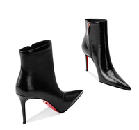 Bottines pour femmes en cuir de vache à bout pointu et talon fin pour l'automne/hiver