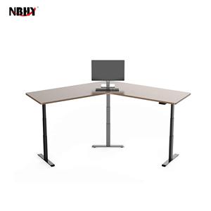 NBHY Electric Motor Height Adjustable Corner 3 Leg Standing <b>Desk</b> Frame With <b>L</b> <b>Shape</b> <b>Desk</b> Table - Product Image 5
