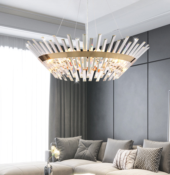 contemporary round  modern gold pendant hanging lighting fixture decoration k9 crystal chandelier luxury