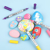 Stylos à peinture liquide multicolores Mobee P-9101/60, double embout, pointe pinceau, marqueurs acryliques pour peinture et projets artistiques