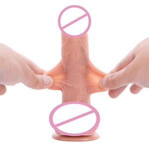 Реалистичный подвижный фаллоимитатор для тела, безопасный силиконовый пенис со скользящей крайней плотью - Product Image 1