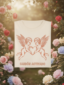 T-shirt Carbn Activado Vintage Angel Cupid Heart T-shirt unisex in cotone con collo rotondo e maniche corte, regalo casual - Product Image 2