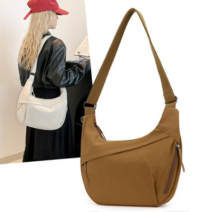 Large Capacity Minimalist Crossbody Bag Caramel Water Resistant Everyday Commuter Shoulder Bag Spring 2025 - Product Image 1
