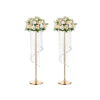 Support de fleurs artificielles en métal doré de 20/24/32/36/40in cristal centre de table de mariage décoration de mariage haut centre de table de mariage