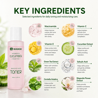 Toner Asam Salisilat Mentimun Organik 100ml OEM ODM Ekstrak Teh Hijau Melembapkan Menghidrasi Mencerahkan Kulit Toner Grosir