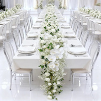 Fleurs artificielles pour mariage, longues décorations florales blanches et vertes en soie plastique, teintes à la main, pour une ambiance romantique, idéales pour fenêtres, intérieur et extérieur