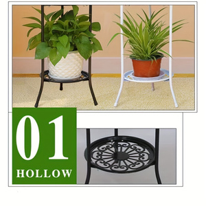 Support à plantes et étagère en métal à 2 niveaux, finition huilée, pour décoration intérieure/extérieure, 1 paquet - Product Image 6