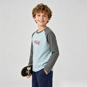 Camiseta de algodón puro para niños, camiseta básica de manga larga, nueva tendencia de primavera, estilo primavera y otoño para niños, top deportivo holgado para niños - Product Image 6