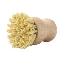 Brosse de nettoyage manuelle exclusive pour cuisine, en bois de hêtre et sisal, à manche court, pour vaisselle, assiettes et casseroles en bois, pour usage transfrontalier