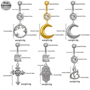 Anneau de nombril Gaby, ne ternit pas, imperméable, anneaux de nombril en acier inoxydable, bijoux de piercing en gros pour femmes - Product Image 2