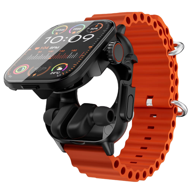 GT8 2-in-1 Square Smart Watch TWS Earbuds AI Voice Assistant Heart Rate Blood Pressure Monitor IP67 GPS Unisex Android