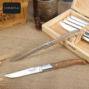 Alta Qualidade Design Moderno Seis Peças Lâminas De Aço Inoxidável Laguiole Bife Faca Conjunto com Alças De Madeira Caixa De Madeira - Product Image 4