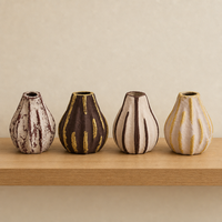 Vase en pulpe recyclée, finition asymétrique, pour décoration intérieure bohème rustique, coffret cadeau durable, ensemble d'objets d'art