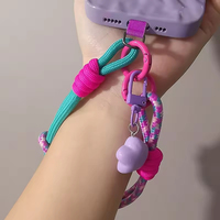 Tali Gantungan Ponsel Universal Lepas Pasang Model Kepang dengan Gantungan Bintang Lucu dan Cincin, Dilengkapi Patch Penyesuai Tali Pergelangan Tangan