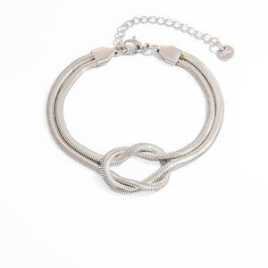 Stainless Steel Bracelet For Women 18k Gold Plated <b>Titanium</b> Snake <b>Chain</b> Knotted Design Fashion Jewelry - Product Image 5