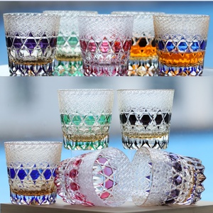 Vaso de Whisky de Cristal Tallado a Mano de Lujo de 32 Cl, Estilo Edo Kiriko Multicolor, con Hexágonos y Guirnaldas, para Bar - Product Image 2