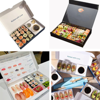 Restaurant coloré personnalisé écologique Sushi Cookie beignet alimentaire à emporter boîte de rangement pliable boîtes d'emballage en papier