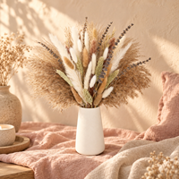 Buket Bunga Kering Campuran Artisan Rumput Pampas Ekor Kelinci Campuran Lavender Dekorasi Rumah Nordik Pernikahan Hari Valentine