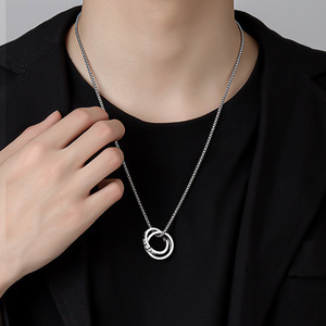 Kalung Liontin Cincin Ganda Baja Anti Karat Tahan Luntur Desain Baru Hongri, Laris Manis, Impor, untuk Pria Wanita - Product Image 2