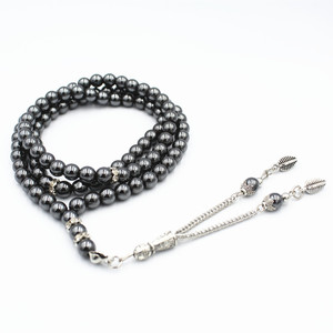 Cuentas de piedra Natural de <span class=keywords><strong>hematita</strong></span> Tasbih, cuentas de borla de ágata y <span class=keywords><strong>hematita</strong></span> para oración, Rosario, 99 cuentas de 6mm - Product Image 2