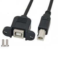 Câble de données USB 2.0 OEM/ODM USB Type B mâle vers femelle avec fixation par vis, montage sur panneau, blindage tressé et en feuille d'aluminium