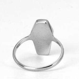 Anillo Punk Gótico de Cruz de Ataúd de Acero Inoxidable 316 para Hombre, Esmalte Rojo, Tono Plateado Pulido, Diseño Audaz Oscuro y Rebelde, Uso Diario - Product Image 2