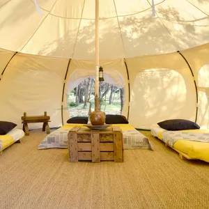 Luxo 4M 5M 6M Durchmesser Outdoor Glamping Belle Zelt Familien Camping Zelt mit Holzofen zu verkaufen