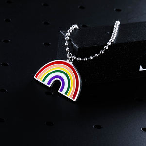 Arte Lobo joyería de moda lindo hombres mujeres niños amistad de color personalizado esmalte encanto Arco Iris COLLAR COLGANTE cadena - Product Image 4