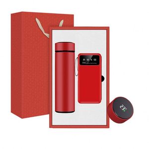 Thermos moderne en acier inoxydable avec affichage numérique, ensemble cadeau avec batterie externe, couleur bleue - Product Image 4