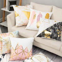 Vente en gros bon marché taie d'oreiller carrée estampée or housse de coussin taie d'oreiller pour la maison hôtel but décoratif fermeture éclair cachée