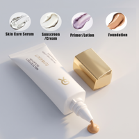 Tube Kemasan Kosong Krim BB & Foundation 50ml HDPE+LDPE Mewah Berkualitas Tinggi yang Dapat Diperas dengan Hot Stamping Krim Tangan Putih