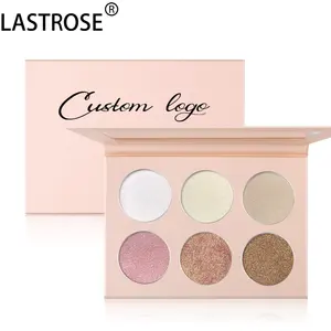 Paleta resaltadora brillante al por mayor, Etiqueta Privada, cara, 6 colores, maquillaje vegano resaltado, bronceador NATURAL RESISTENTE al agua y resaltador