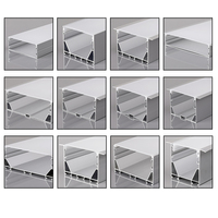 Profilés en aluminium LED polyvalents et efficaces pour l'éclairage intérieur, avec éclairage sur trois côtés et couvercle carré, fabriqués en usine.