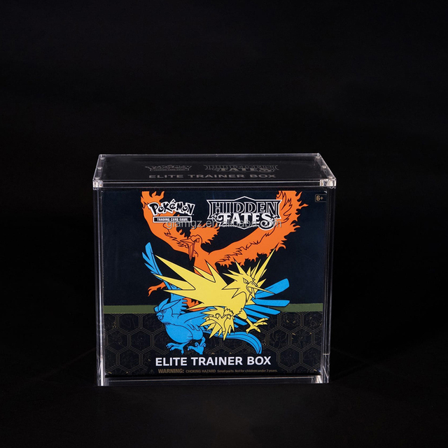 Display Custom Clear Round Edge 6mm UV Protection Stackable Slide 5mm Thick Strong Magnet 8mm Pokémon Magnetic ETB Acrylic Case
