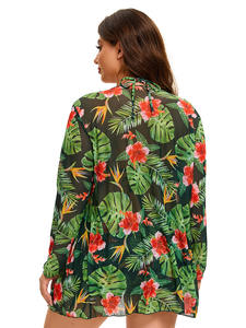 Traje de baño de talla grande transpirable ecológico con diseño de espalda recortada con estampado de patrón sólido para mujer europea americana - Product Image 6