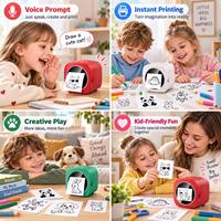 Imprimante thermique instantanée AI pour enfants, mini imprimante, impression sans encre avec indication vocale, 6 styles de dessin, jouet à gribouiller, écran de 2,4 pouces