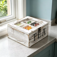 Boîte de rangement et distributeur de sachets de thé en bois durable pour bureau à domicile, compartiments, cadeau, restaurant