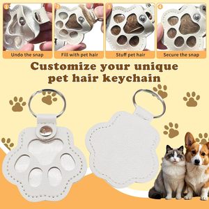 Llavero Conmemorativo con Forma de Pata para Mascotas, Bolsa de Almacenamiento de Pelo de Mascotas de Cuero PU, Colgante Conmemorativo para Perros y Gatos, Regalos para Dueños de Mascotas - Product Image 3