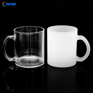 Popolare tazza trasparente in <span class=keywords><strong>vetro</strong></span> frost sublimazione manico a cuore con impugnatura a mano in <span class=keywords><strong>vetro</strong></span> trasparente per sublimazione tazze da caffè 11oz - Product Image 2