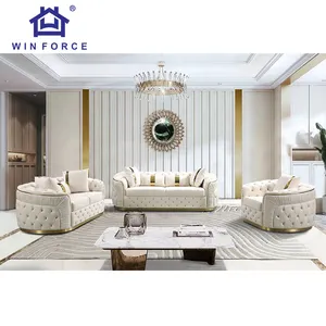 Winforce Fornecimento de fábrica conjunto de sofás Chesterfield de luxo móveis para sala de estar sofá tufado de veludo Turquia, sofá cadeira de 1 lugar