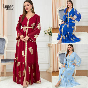 Vente en gros de kaftans du Moyen-Orient, kaftans de Dubaï, d'Arabie Saoudite, du Maroc, kaftans dorés, robes musulmanes pour femmes, vêtements islamiques - Product Image 4