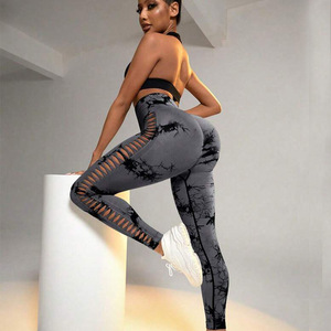 2024 Hot Sale Women's Solid <b>Pattern</b> Long Leg Mesh Leggings Set - Product Image 2