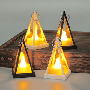 Đơn giản tam giác dẫn ánh sáng ban đêm nến thiết kế mới nhựa gió đèn lồng cho trang trí nội thất Halloween đám cưới - Product Image 4