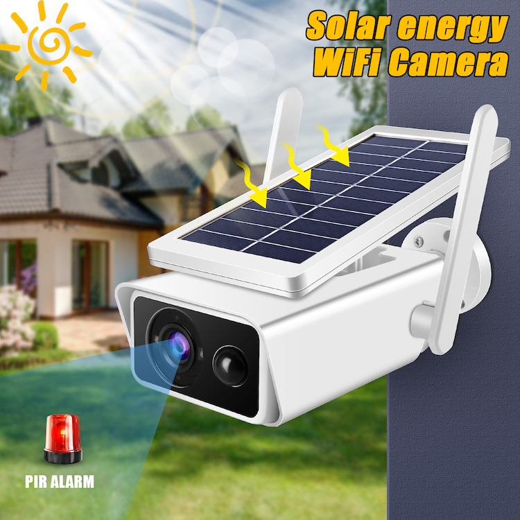 PTZ Outdoor Solar Panel Security Camera Wireless With Floodlight