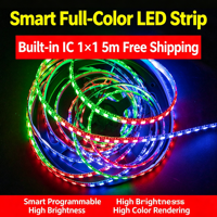 Lampu LED Strip 5V Addressable WS2812B SK6812,5050 Full Color Built-in IC Programmable Dream Color Lampu Strip Aliran Warna-warni Terkenal di Internet