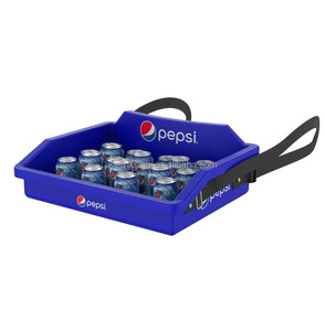Bandeja Expendedora de bebidas de plástico portátil con correa para el hombro Bandeja de exhibición de bebidas promocional de mano - Product Image 5