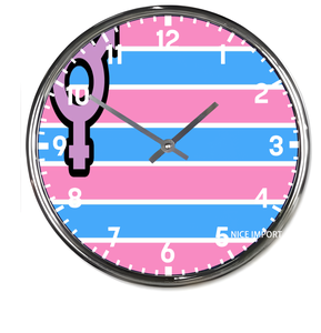 Horloges murales rondes arc-en-ciel Transgender (Captain John Design), horloge silencieuse classique sans tic-tac, fonctionnant sur piles - Product Image 1