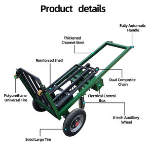 Truk dorongan tangan roda dua elektrik yang dapat disesuaikan dengan pengangkat hidrolik <span class=keywords><strong>Platform</strong></span> pengangkat beban roda besar untuk penggunaan di gudang oleh Tiger - Product Image 4