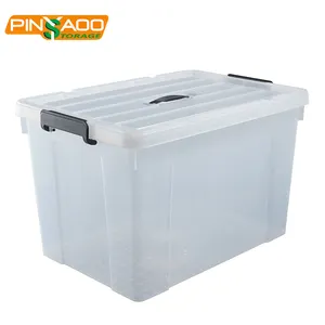 Plastic Storage Box Factory Eco-friendly 87l Packaging Clothing Portable Clear Plastic Storage Box With Handle